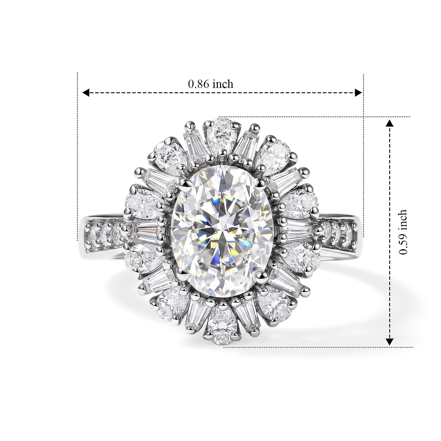EverTrue Moissanite 3.00 ctw Ring in Platinum Bond (Size 5.0)