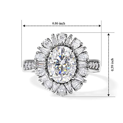 EverTrue Moissanite 3.00 ctw Ring in Platinum Bond (Size 5.0)