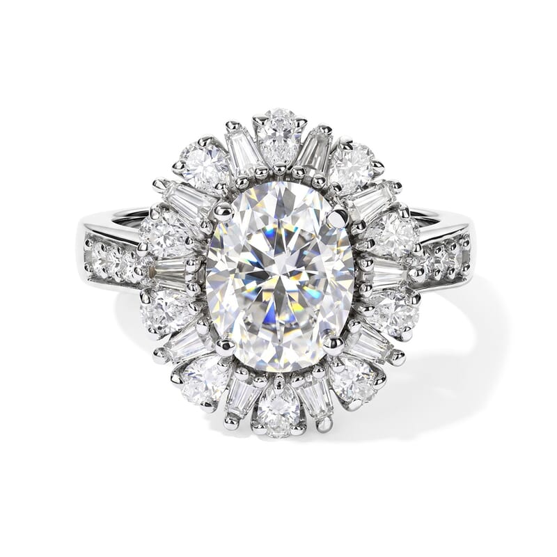 EverTrue Moissanite 3.00 ctw Vintage Halo Ring in Platinum Bond (Size 6.0)