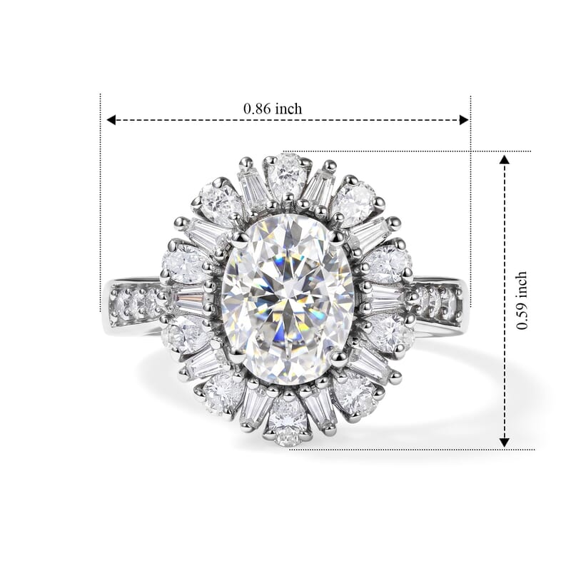 EverTrue Moissanite 3.00 ctw Vintage Halo Ring in Platinum Bond (Size 6.0)