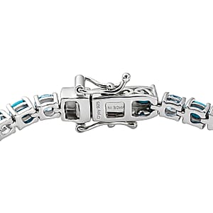 D'Joy Premium Sleeping Beauty Turquoise and Betroka Blue Apatite 8.00 ctw Azure Legacy Bracelet in Rhodium Over Sterling Silver (8.00 In)