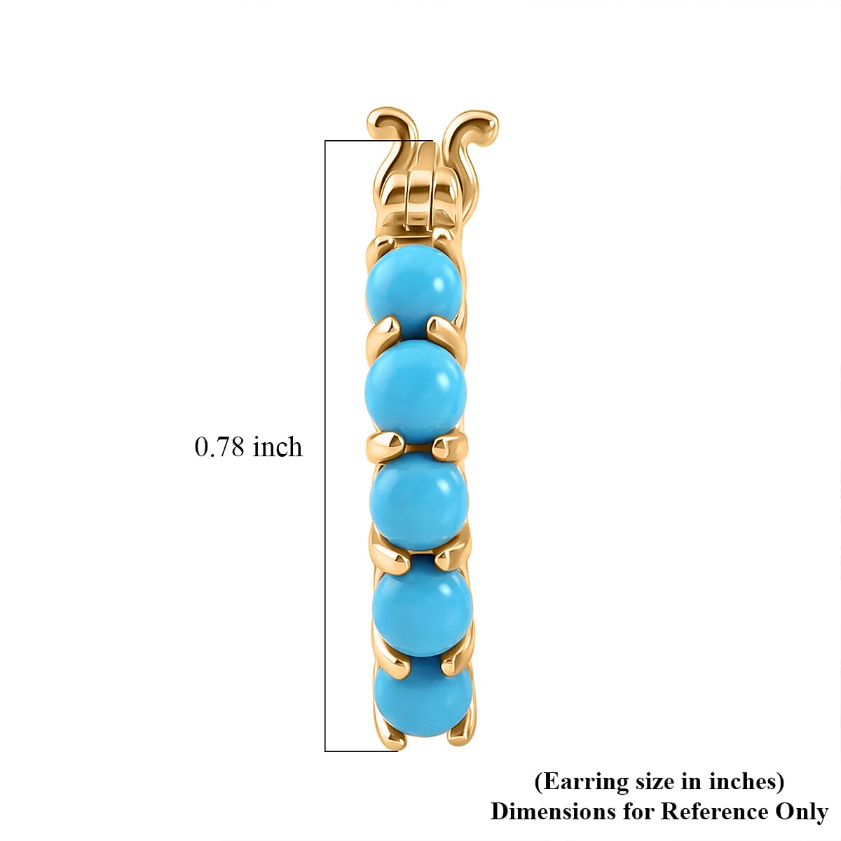 D'Joy Premium Sleeping Beauty Turquoise 1.30 ctw Tree of Life Hoops Earrings in 18K Vermeil Yellow Gold Over Sterling Silver image number 4
