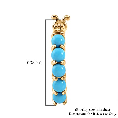 D'Joy Premium Sleeping Beauty Turquoise 1.30 ctw Tree of Life Hoops Earrings in 18K Vermeil Yellow Gold Over Sterling Silver