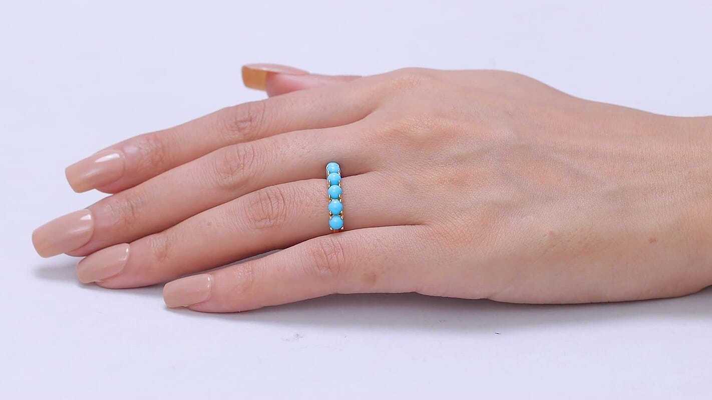D'Joy Premium Sleeping Beauty Turquoise Ring in 18K Vermeil YG Over Sterling Silver (Size 10.0) 1.65 ctw