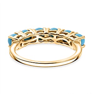 D'Joy Premium Sleeping Beauty Turquoise 1.65 ctw Blue Majesty Band Ring in 18K Vermeil Yellow Gold Over Sterling Silver (Size 10.0)