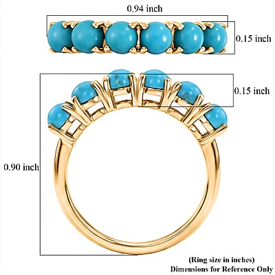 D'Joy Premium Sleeping Beauty Turquoise 1.65 ctw Blue Majesty Band Ring in 18K Vermeil Yellow Gold Over Sterling Silver (Size 10.0)