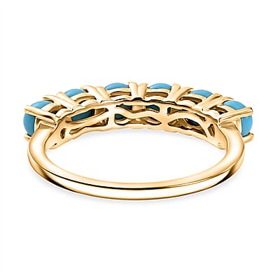 D'Joy Premium Sleeping Beauty Turquoise 1.65 ctw Blue Majesty Band Ring in 18K Vermeil Yellow Gold Over Sterling Silver (Size 7.0)