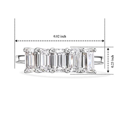 D'Joy Moissanite 1.40 ctw 5 Stone Ring in Platinum Over Sterling Silver (Size 5.0)