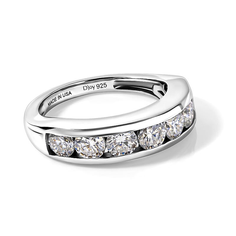 D'Joy Moissanite 1.70 ctw Ring in Platinum Over Sterling Silver (Size 5.0)