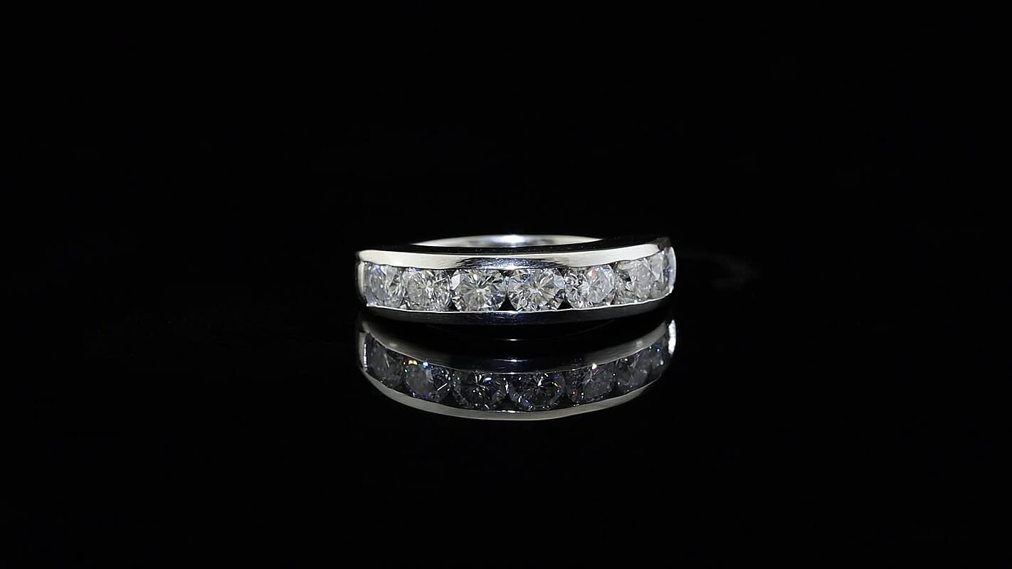 D''Joy Moissanite (Rnd 4mm) Ring in Platinum Over Sterling Silver (Size 10.0) 1.70 ctw