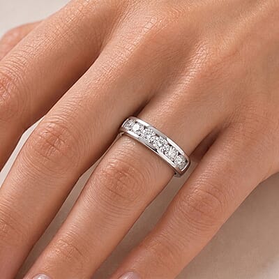 D'Joy Moissanite 1.70 ctw Ring in Platinum Over Sterling Silver (Size 5.0)