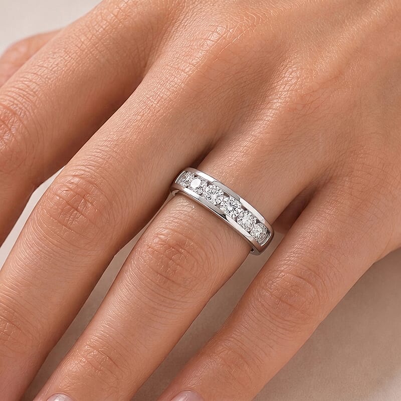 D'Joy Moissanite 1.70 ctw Ring in Platinum Over Sterling Silver (Size 5.0)