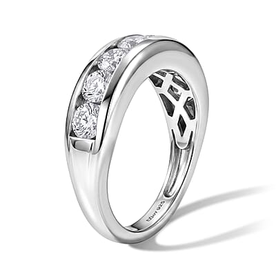 D'Joy Moissanite 1.70 ctw Ring in Platinum Over Sterling Silver (Size 5.0)