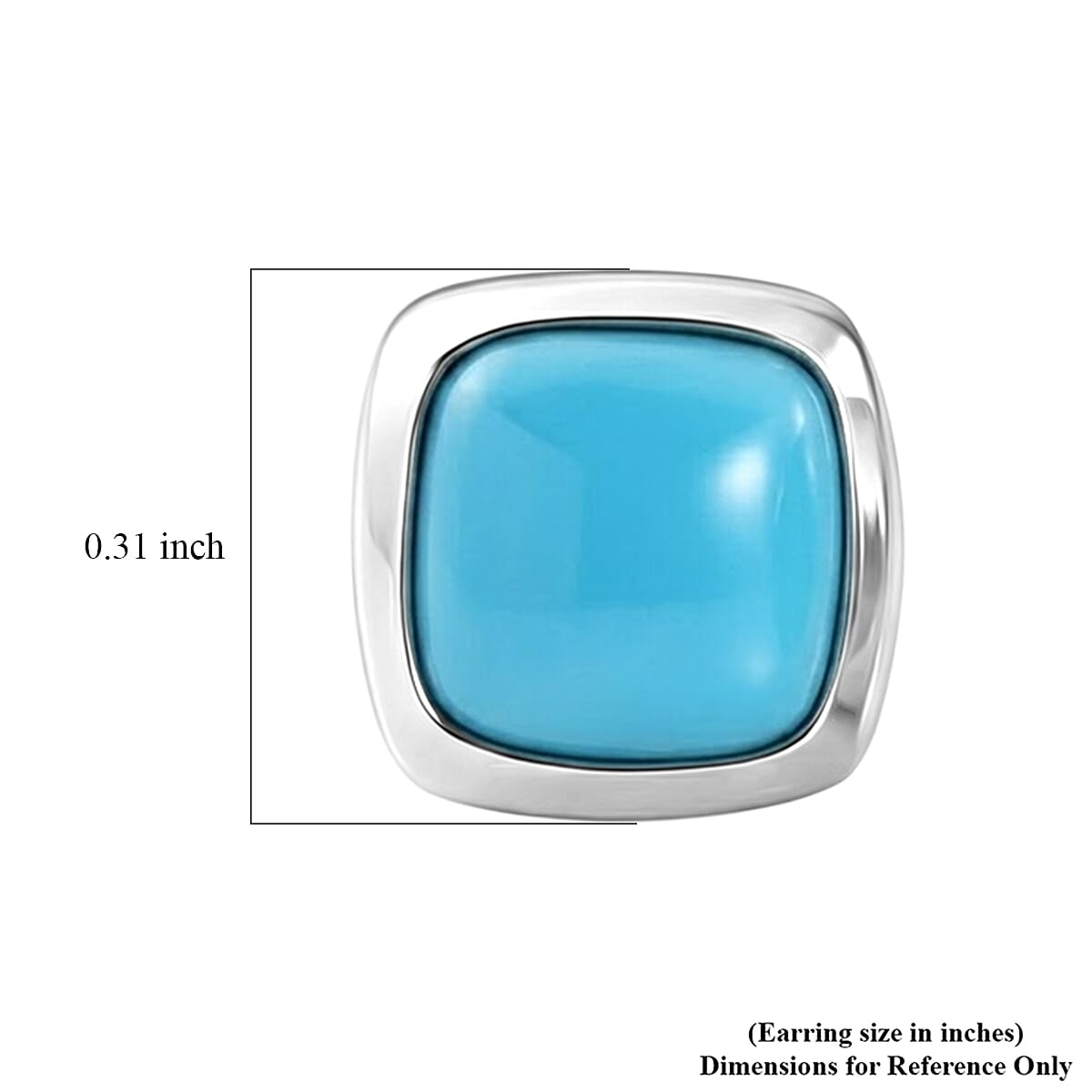 D'Joy Premium Sleeping Beauty Turquoise 2.10 ctw Solitaire Studs Earrings in Rhodium Over Sterling Silver image number 4