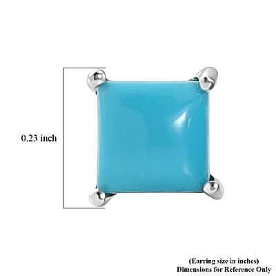 D'Joy Premium Sleeping Beauty Turquoise 1.15 ctw Solitaire Studs Earrings in Rhodium Over Sterling Silver