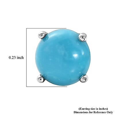D'Joy Premium Sleeping Beauty Turquoise 1.40 ctw Solitaire Studs Earrings in Rhodium Over Sterling Silver