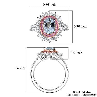D'Joy Premium Mangoro Aquamarine and Multi Gemstone 2.00 ctw Serene Crown Ring 18K Vermeil RG and Rhodium Over Sterling Silver (Size 6.0)