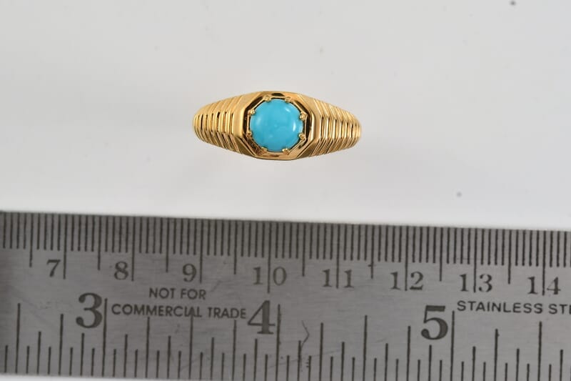 D'Joy Premium Sleeping Beauty Turquoise 1.10 ctw Men's Ring in 18K Vermeil Yellow Gold Over Sterling Silver (Size 10.0)