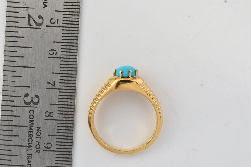 D'Joy Premium Sleeping Beauty Turquoise 1.10 ctw Men's Ring in 18K Vermeil Yellow Gold Over Sterling Silver (Size 10.0)