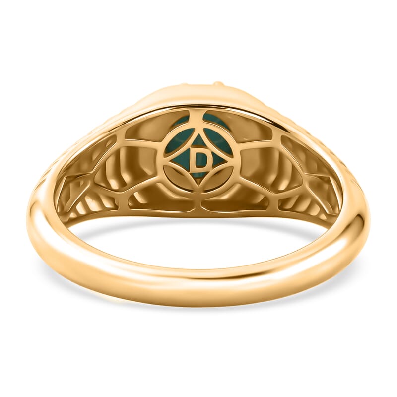 D'Joy Premium Sleeping Beauty Turquoise 1.10 ctw Men's Ring in 18K Vermeil Yellow Gold Over Sterling Silver (Size 14.0)