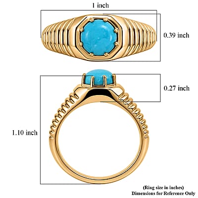 D'Joy Premium Sleeping Beauty Turquoise 1.10 ctw Men's Ring in 18K Vermeil Yellow Gold Over Sterling Silver (Size 9.0)