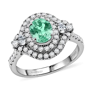 Certified & Appraised Rhapsody AAAA Paraiba Tourmaline and Diamond E-F VS 1.90 ctw Ring in 950 Platinum (Size 6.0) 6.0 Grams