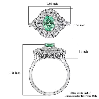 Certified and Appraised Rhapsody AAAA Paraiba Tourmaline and Diamond E-F VS 1.90 ctw Ring in 950 Platinum (Size 6.0) 6.0 Grams