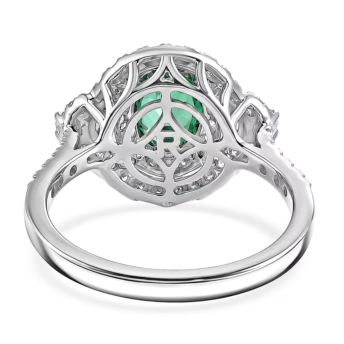 Certified & Appraised Rhapsody AAAA Paraiba Tourmaline and Diamond E-F VS 1.90 ctw Ring in 950 Platinum (Size 6.0) 6.0 Grams image number 6