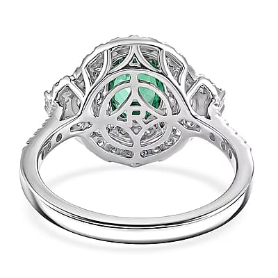 Certified and Appraised Rhapsody AAAA Paraiba Tourmaline and Diamond E-F VS 1.90 ctw Ring in 950 Platinum (Size 6.0) 6.0 Grams