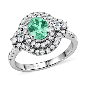 Certified & Appraised Rhapsody AAAA Paraiba Tourmaline and Diamond E-F VS 1.90 ctw Ring in 950 Platinum (Size 7.0) 6.0 Grams