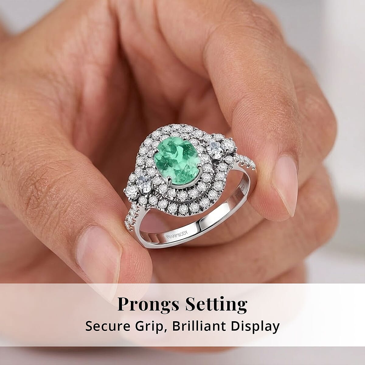 Certified & Appraised Rhapsody AAAA Paraiba Tourmaline and Diamond E-F VS 1.90 ctw Ring in 950 Platinum (Size 7.0) 6.0 Grams image number 4