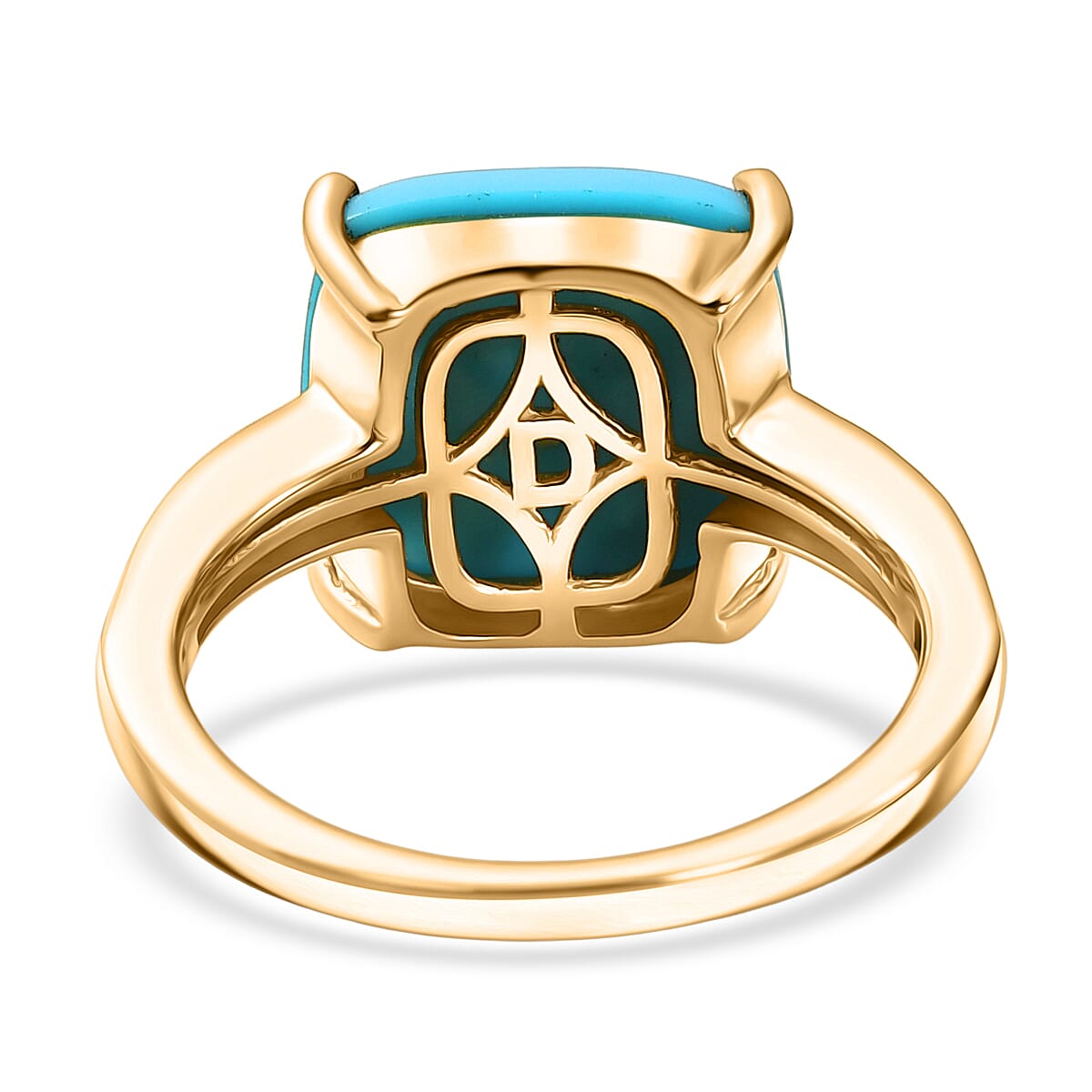 D'Joy Premium Sleeping Beauty Turquoise and Moissanite 6.50 ctw Blue Allure Ring in 18K Vermeil Yellow Gold Over Sterling Silver (Size 6.0)