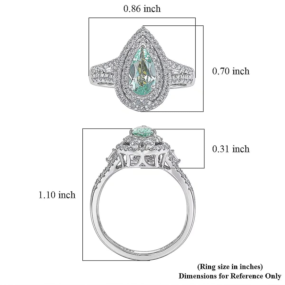 Certified & Appraised Rhapsody AAAA Paraiba Tourmaline and Diamond E-F VS 1.50 ctw Ring in 950 Platinum (Size 6.0) 7.10 Grams image number 5