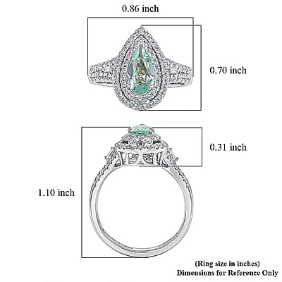 Certified & Appraised Rhapsody AAAA Paraiba Tourmaline and Diamond E-F VS 1.50 ctw Ring in 950 Platinum (Size 6.0) 7.10 Grams
