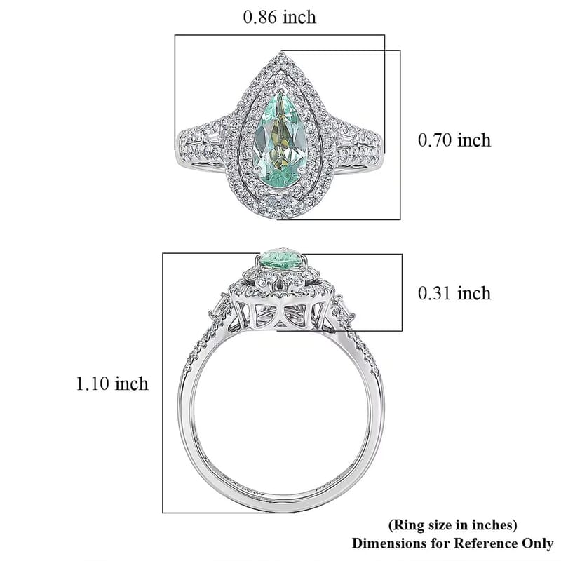 Certified and Appraised Rhapsody AAAA Paraiba Tourmaline and Diamond E-F VS 1.50 ctw Ring in 950 Platinum (Size 6.0) 7.10 Grams