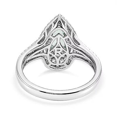 Certified & Appraised Rhapsody AAAA Paraiba Tourmaline and Diamond E-F VS 1.50 ctw Ring in 950 Platinum (Size 6.0) 7.10 Grams