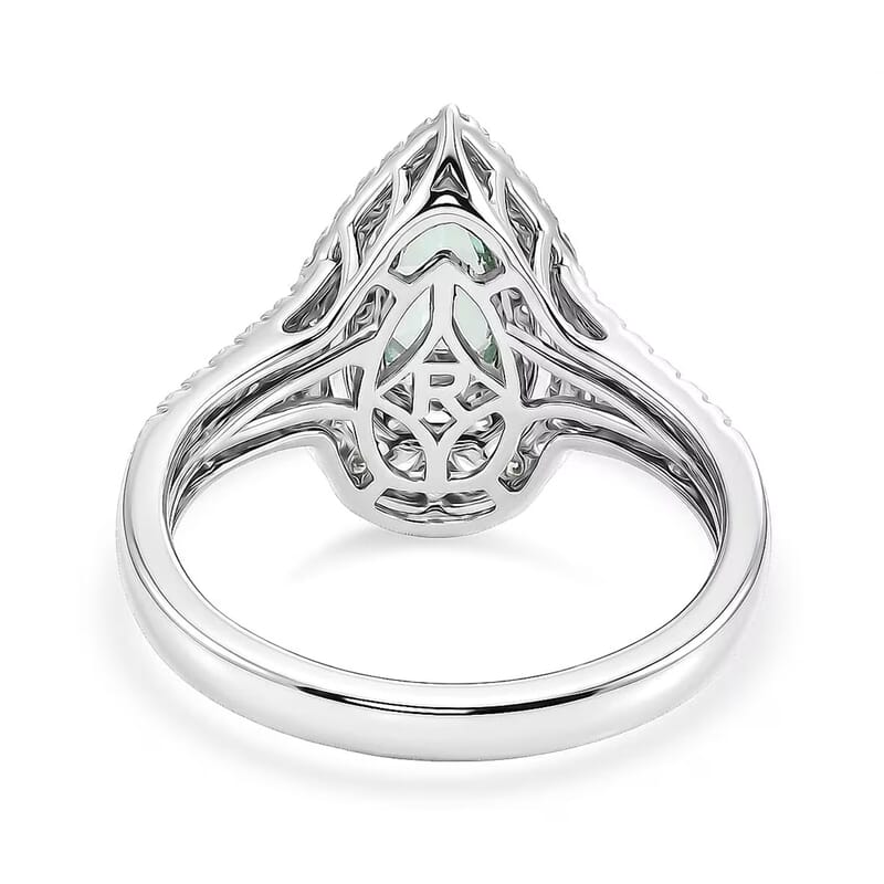 Certified and Appraised Rhapsody AAAA Paraiba Tourmaline and Diamond E-F VS 1.50 ctw Ring in 950 Platinum (Size 6.0) 7.10 Grams