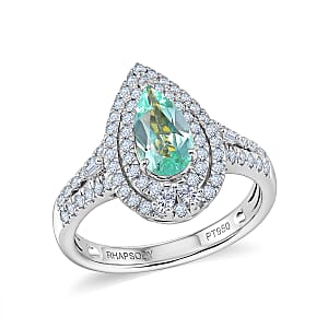 Certified & Appraised Rhapsody AAAA Paraiba Tourmaline and Diamond E-F VS 1.50 ctw Ring in 950 Platinum (Size 7.0) 7.10 Grams (Ships in 5-7 Days)