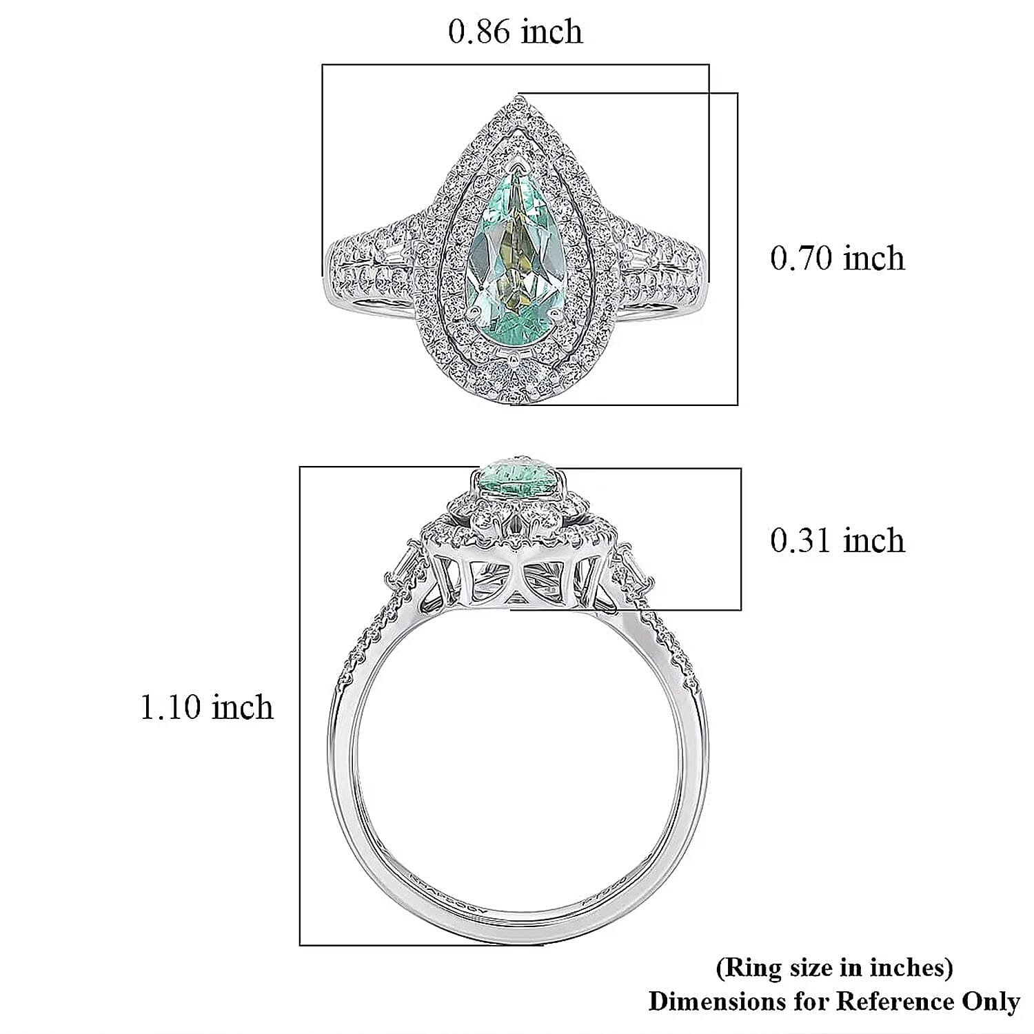 Certified and Appraised Rhapsody AAAA Paraiba Tourmaline and Diamond E-F VS 1.50 ctw Ring in 950 Platinum (Size 8.0) 7.10 Grams