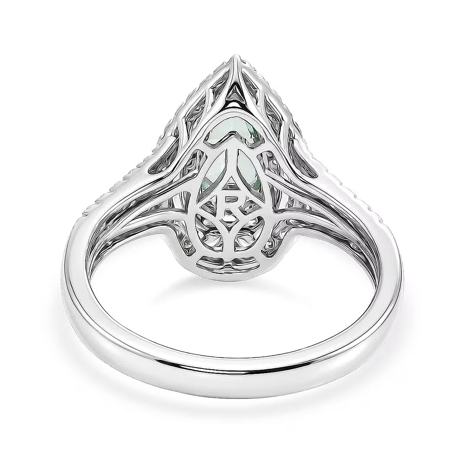 Certified and Appraised Rhapsody AAAA Paraiba Tourmaline and Diamond E-F VS 1.50 ctw Ring in 950 Platinum (Size 8.0) 7.10 Grams