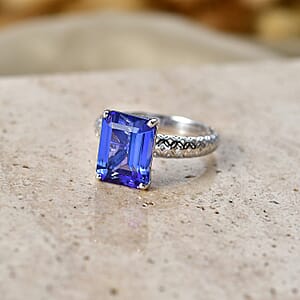 Luxoro Premium Tanzanite 6.10 ctw Ring in 9K White Gold (Size 8.0)