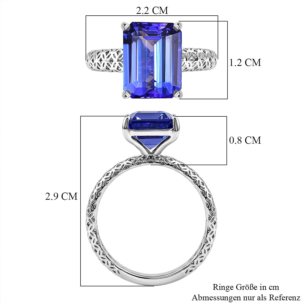 Luxoro Premium Tanzanite 6.10 ctw Ring in 9K White Gold (Size 8.0) image number 6