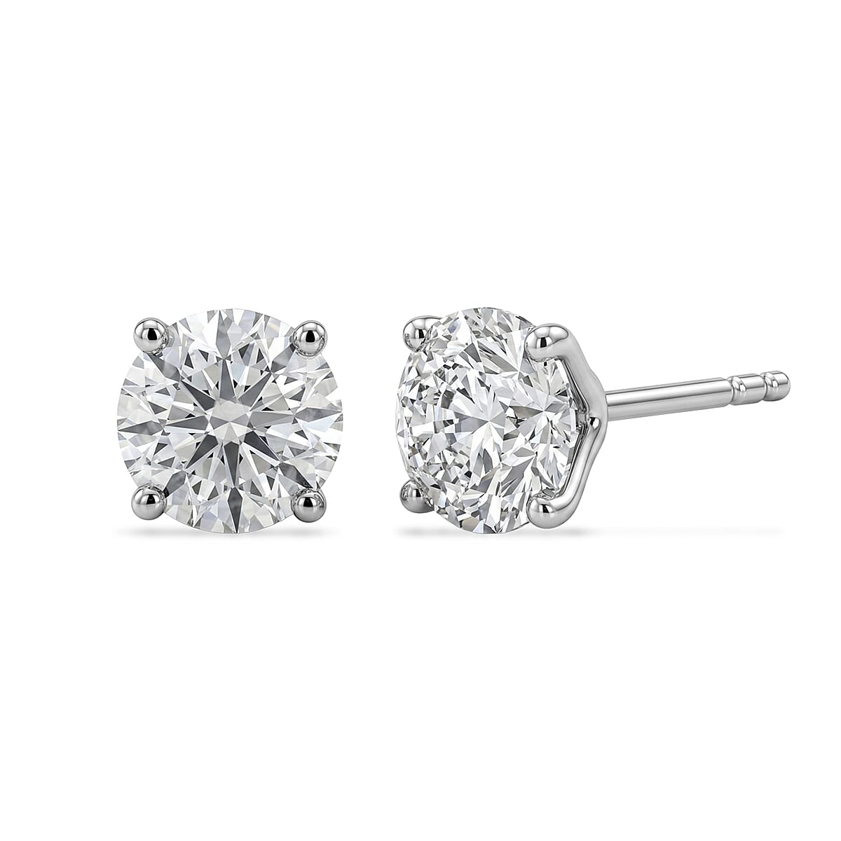 SGL Certified Luxuriant Lab Grown Diamond G-H SI 3.00 ctw Solitaire Stud Earrings in 10K White Gold