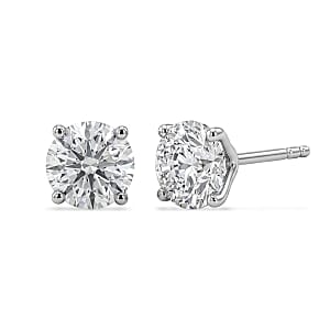 SGL Certified Luxuriant Lab Grown Diamond G-H SI 3.00 ctw Solitaire Stud Earrings in 10K White Gold