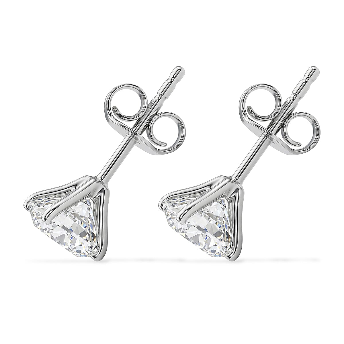 SGL Certified Luxuriant Lab Grown Diamond G-H SI 3.00 ctw Solitaire Stud Earrings in 10K White Gold