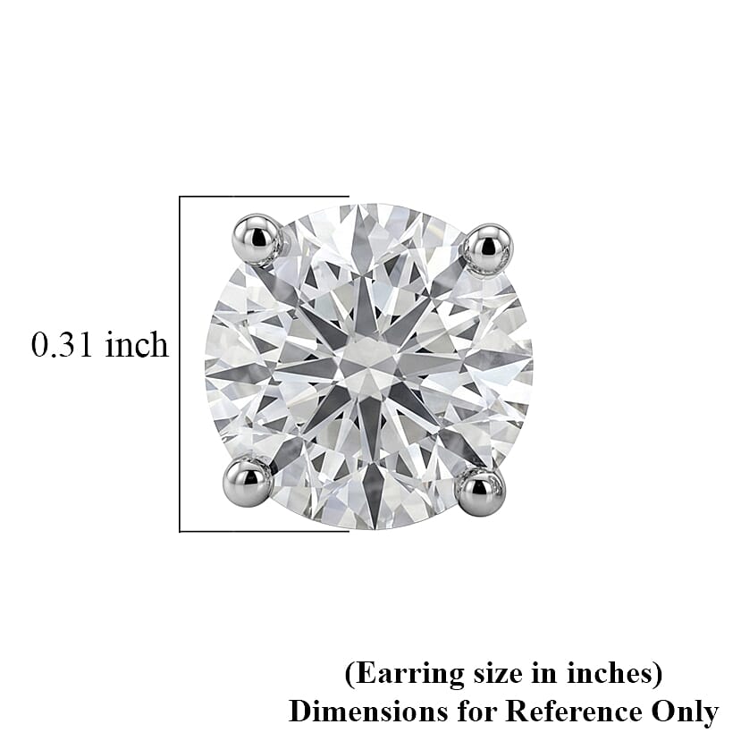 SGL Certified Luxuriant Lab Grown Diamond G-H SI 3.00 ctw Solitaire Stud Earrings in 10K White Gold