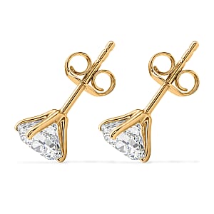 SGL Certified Luxuriant Lab Grown Diamond G-H SI 3.00 ctw Solitaire Stud Earrings in 10K Yellow Gold 