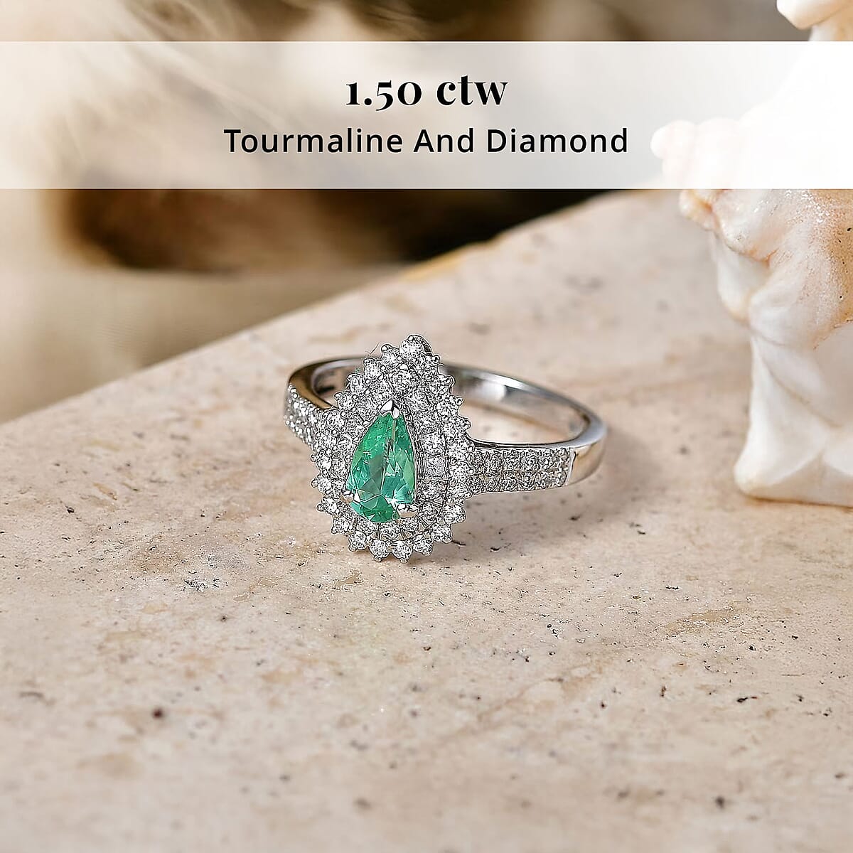Certified & Appraised Rhapsody AAAA Paraiba Tourmaline and Diamond E-F VS 1.50 ctw Ring in 950 Platinum (Size 6.0) 6.30 Grams image number 2