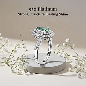 Certified & Appraised Rhapsody AAAA Paraiba Tourmaline and Diamond E-F VS 1.50 ctw Ring in 950 Platinum (Size 6.0) 6.30 Grams