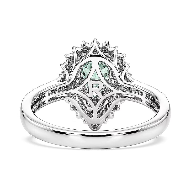 Certified and Appraised Rhapsody AAAA Paraiba Tourmaline and Diamond E-F VS 1.50 ctw Ring in 950 Platinum (Size 7.0) 6.30 Grams